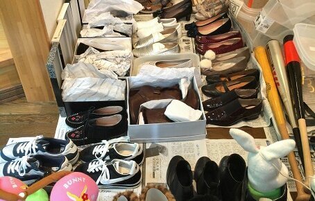 ビフォーアフター　靴全出し　片付け中